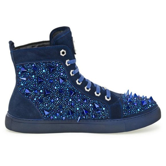 Men's J75 by Jump Zambia Navy Studded Suede NWT - Picture 3 of 4